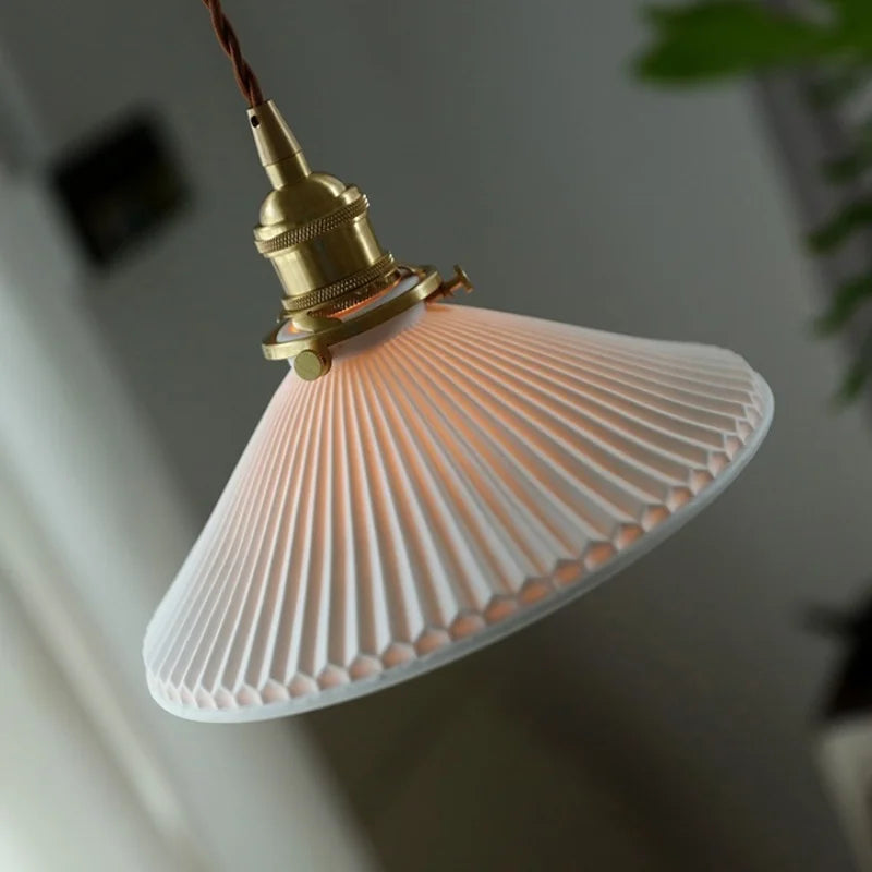 Axyaa White Ceramic LED Pendant Lights: Minimalist Loft Illumination