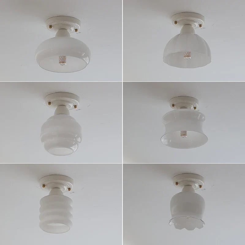 Axyaa Ceramic LED Ceiling Light - Creamy White Nordic Indoor Lamp