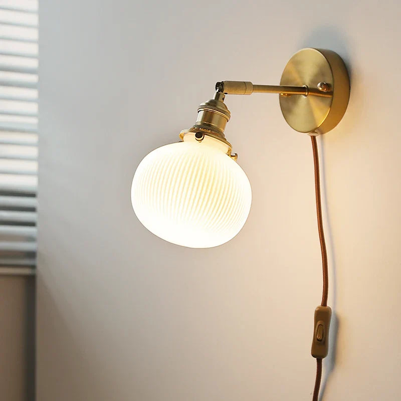 Axyaa White Glass LED Wall Lamps - Modern Nordic Interior, Up Down Rotate Lighting