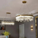 Axyaa Crystal Chandelier, Post-Modern Minimalist Lighting Fixture for Living Room, Bedroom, Dining Room