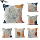 Axyaa Beige Linen Flower Cushion Cover 45x45cm Home Decor Pillow Case