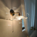 Axyaa Glass Lampshade Pull Chain LED Wall Light Fixture for Bedroom Home Indoor Lighting