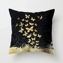 Axyaa Black Gold Elk Tree Bird Butterfly Printed Pillowcase for Living Room Home