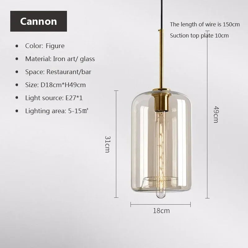 Axyaa Loft Glass Pendant Light for Kitchen Restaurant - Modern Nordic Industrial Decor