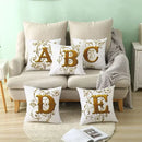 Axyaa European Gold 26 Letters Digital Printed Pillowcase for Home Decor