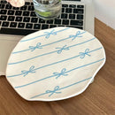 Axyaa Cute Bowknot Ceramic Plate: Korean Style 8" Dish for Dessert, Salad, Breakfast