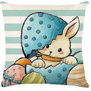 Axyaa Easter Decor Pillow Cover: Dwarf Bunny & Egg Print Farmhouse Sofa Cushion