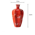 Axyaa Red Pomegranate Ceramic Vase for Home Decor and Flower Arrangements