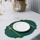Axyaa Green Oval PU Leather Placemats Set, Irregular Shape, Oil-Proof, Table Mats