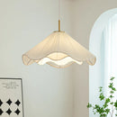 Axyaa Nordic Fabric LED Chandelier | Modern White Pendant Light for Dining Room & Foyer