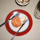 Axyaa Bright Blue Red Line Dining Plate: Elegant French Dish for Your Table