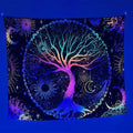 Axyaa Psychedelic Tree of Life Fluorescent Tapestry UV Wall Hanging
