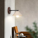 Axyaa LED Travertine Wall Light with Wood Pull Chain Switch and Iron Mirror Light
