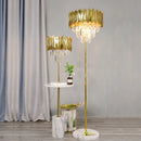 Axyaa Art Deco Crystal Marble Led Floor Lamp in Golden Black Stainless Steel