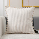 Axyaa Corduroy Pompom Cushion Cover for Sofa, 45x45 Thick Tripe Pillow