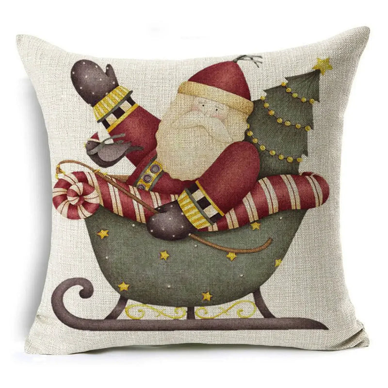 Christmas Santa Claus Pillowcase: Axyaa Linen Decoration for Car Sofa 45cm * 45cm