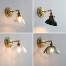 Axyaa Clear Glass LED Wall Lamps in Vintage Brass for Shower & Bathroom Mirror