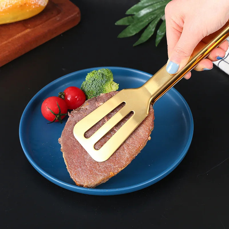 Axyaa Stainless Steel Food Tongs - Multi-Use Nonstick Clamp for Home Kitchen