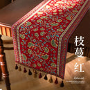 Axyaa Woven Jacquard Tassel Tablecloth Set