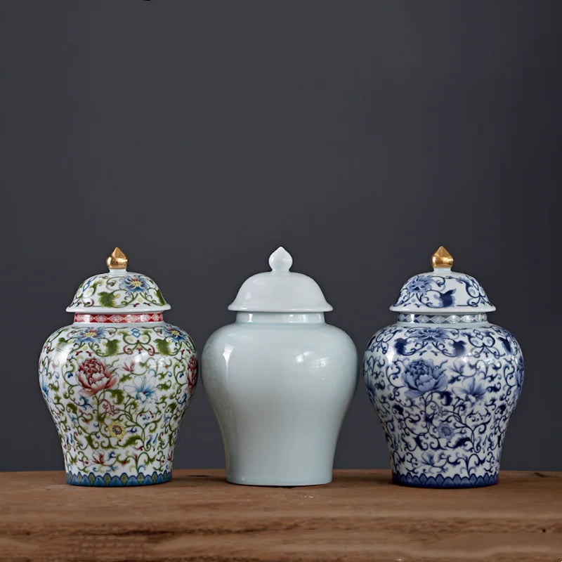 Axya Porcelain Tea Storage Jar Vintage Chinese Kitchen Container