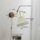 Axyaa Adjustable LED Fabric Wall Lamp with Copper Arm for Bedroom and Living Room