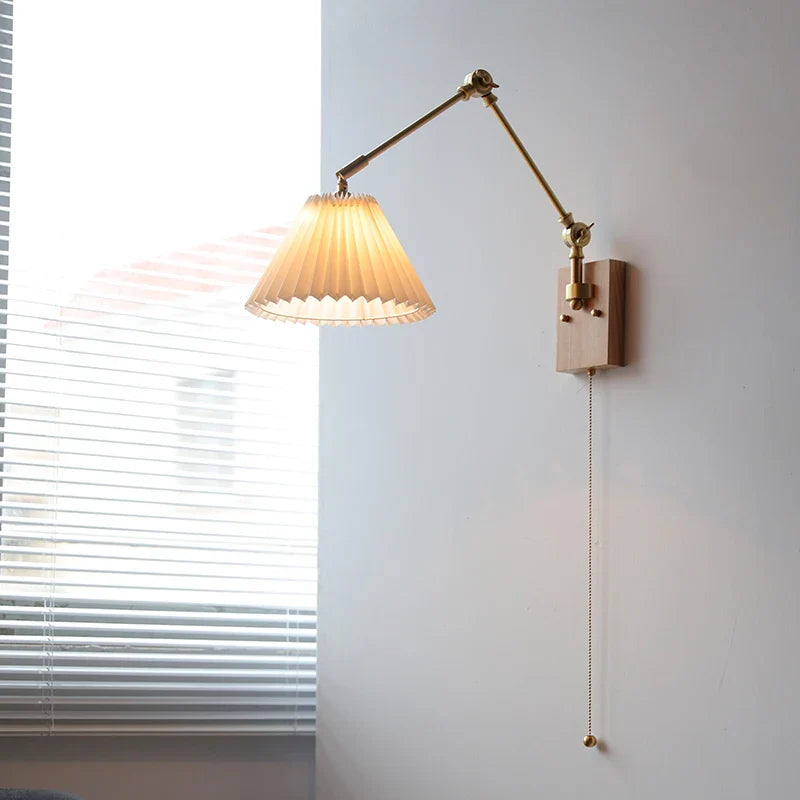 Axyaa Nordic LED Wall Light White Umbrella Style Swing Arm Modern Bedside Lamp