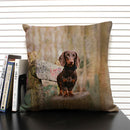 Axyaa Dog & Cat Pattern Linen Cushion Cover for Living Room Decor