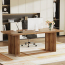 Axyaa 63" Vintage Executive Desk: Farmhouse Wood Home Office Computer Table