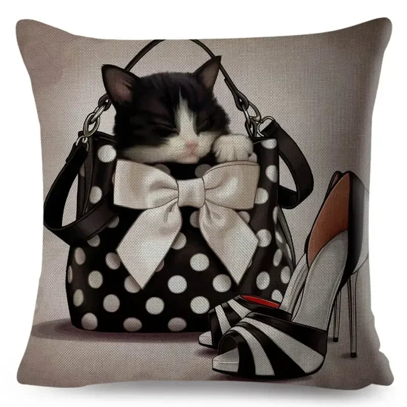 Axyaa Cartoon Pet Dog Print Pillow Covers 45x45cm for Home and Car Decor