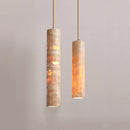 Axyaa Natural Stone Pendant Lamp - Modern Cylindrical Chandelier