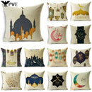 Axyaa Ramadan Theme Linen Pillow Cover in 40cm/45cm and 50cm Square Size