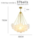 Axyaa Nordic Glass Chandelier: Frosted Glass, LED Pendant Light - Gold/Black