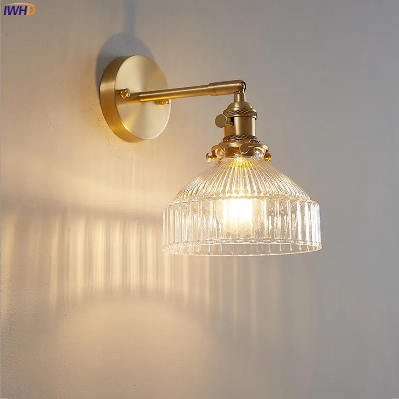 Axyaa Clear Glass LED Wall Lights Copper Pull Chain Switch Modern Wandlamp