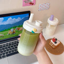Axyaa Bubble Tea Kids Glass Water Bottle with Straw - BPA Free