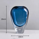 Axyaa Navy Blue Bubble Glass Vase for Table Decoration and Floral Arrangement