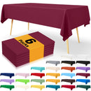 Axyaa Waterproof Vinyl Tablecloth 6 Pack 54x108In Disposable Plastic Table Covers