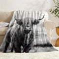 Axyaa Highland Cattle Print Blanket: Cozy Flannel Throw for Home & Travel