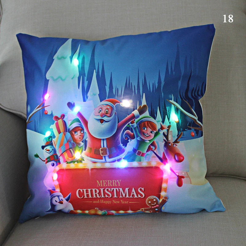 Axyaa LED Santa Claus Cushion Cover: Festive Light-Up Pillowcase for Home Decor