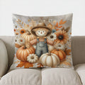 Axyaa Autumn Pumpkin & Leaves Pillow Cover for Sofa, Bedroom, Car