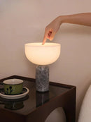 Axyaa Marble Table Lamp w/ USB Charging Touch Switch for Bedroom & Living Room