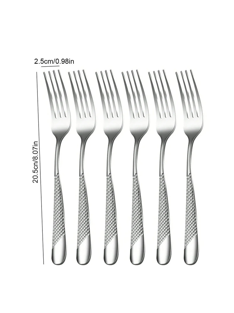 Axyaa Stainless Steel Silver High-End Star Diamond 30pc Tableware Set for Luxury Dining
