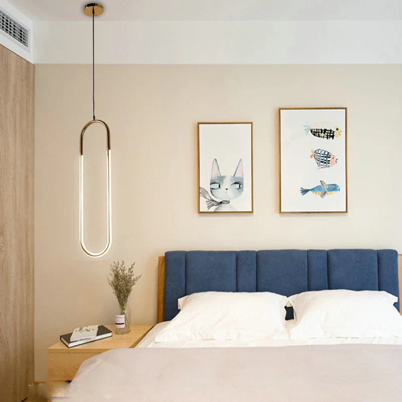 Axyaa Nordic LED U-shaped Bar Chandelier for Modern Minimalist Living Spaces