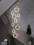 Axyaa Modern Villa Gold\Black Acrylic Ring Chandelier