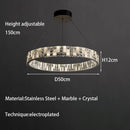 Axyaa Snowflake Print LED Pendant Light: Modern Luxury Crystal Lamp for Living & Dining Room