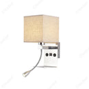 Axyaa LED Fabric Lampshade Wall Light with USB Charging Port & Adjustable Angle