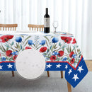 Axyaa Waterproof Rectangular Tablecloth for Coffee Table - Independence Day Flower Print
