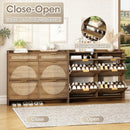 Rattan Shoe Storage Cabinet with 4 Flip Drawers & 2 Drawers by Axyaa