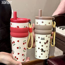 Axyaa Stainless Steel Thermal Water Bottle with Straw and Insulation