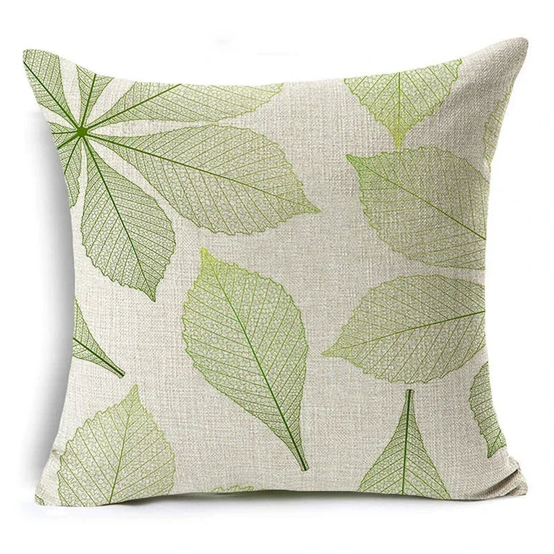Axyaa Tropical Plants Linen Cushion Cover 45x45cm - Decorative Sofa Bed Pillow Case