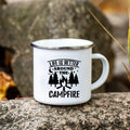 Axyaa Campfire Enamel Mug | Happy Camping Adventure Cups | Camper Van Gift